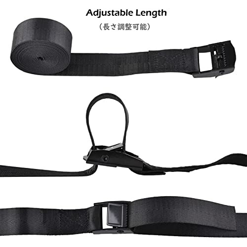 Black adjustable strap with buckle.