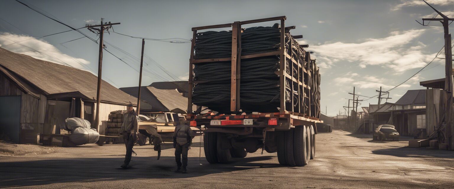 Secured load with tie down straps